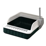 Maxbell Pet Litter Tray Potty Toilet High Sided Cat Litter Box for Small Animals Dark Green White