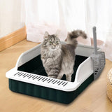 Maxbell Pet Litter Tray Potty Toilet High Sided Cat Litter Box for Small Animals Dark Green White