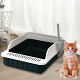 Maxbell Pet Litter Tray Potty Toilet High Sided Cat Litter Box for Small Animals Dark Green White