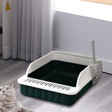 Maxbell Pet Litter Tray Potty Toilet High Sided Cat Litter Box for Small Animals Dark Green White