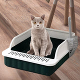 Maxbell Pet Litter Tray Potty Toilet High Sided Cat Litter Box for Small Animals Dark Green White