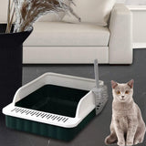 Maxbell Pet Litter Tray Potty Toilet High Sided Cat Litter Box for Small Animals Dark Green White