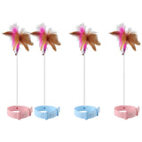 Maxbell Cat Feather Teaser Collar Hands Free Funny Indoor Cats Teasing Wand 1pcs Pink
