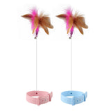 Maxbell Cat Feather Teaser Collar Hands Free Funny Indoor Cats Teasing Wand 1pcs Pink