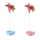 Maxbell Cat Feather Teaser Collar Hands Free Funny Indoor Cats Teasing Wand 1pcs Pink