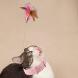 Maxbell Cat Feather Teaser Collar Hands Free Funny Indoor Cats Teasing Wand 1pcs Pink