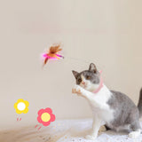 Maxbell Cat Feather Teaser Collar Hands Free Funny Indoor Cats Teasing Wand 1pcs Pink
