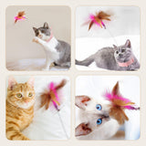 Maxbell Cat Feather Teaser Collar Hands Free Funny Indoor Cats Teasing Wand 1pcs Pink