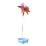 Maxbell Cat Feather Teaser Collar Hands Free Funny Indoor Cats Teasing Wand 1pcs Blue