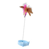 Maxbell Cat Feather Teaser Collar Hands Free Funny Indoor Cats Teasing Wand 1pcs Blue