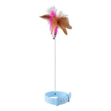 Maxbell Cat Feather Teaser Collar Hands Free Funny Indoor Cats Teasing Wand 1pcs Blue