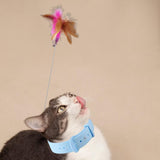 Maxbell Cat Feather Teaser Collar Hands Free Funny Indoor Cats Teasing Wand 1pcs Blue