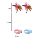 Maxbell Cat Feather Teaser Collar Hands Free Funny Indoor Cats Teasing Wand 1pcs Pink 1pcs Blue
