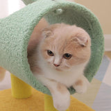 Maxbell Plush Cat Climbing Tower Cat Interactive Toys Stable Base Durable Cat Tree Green