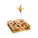 Maxbell Cat Ball Toy Game Box with Holes Wooden for Kitten Pet Cat Physical Exercise