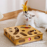 Maxbell Cat Ball Toy Game Box with Holes Wooden for Kitten Pet Cat Physical Exercise