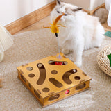 Maxbell Cat Ball Toy Game Box with Holes Wooden for Kitten Pet Cat Physical Exercise