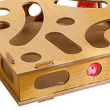 Maxbell Cat Ball Toy Game Box with Holes Wooden for Kitten Pet Cat Physical Exercise
