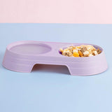 Maxbell Premium Cat Double Bowls Pet Water Food Feeder for Kitten Small Dogs Puppy Purple