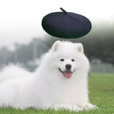 Maxbell Dog Cat Beret Wool Yard Hat Durable Adjustable Elastic Rope Costume Warm Black