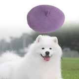 Maxbell Dog Cat Beret Wool Yard Hat Durable Adjustable Elastic Rope Costume Warm Purple