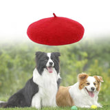 Maxbell Dog Cat Beret Wool Yard Hat Durable Adjustable Elastic Rope Costume Warm Red