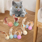 Maxbell 10Pcs Cat Scratcher Ball Furniture Protection Feather Toys Kitty Exercise