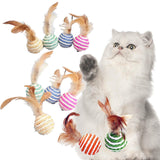 Maxbell 10Pcs Cat Scratcher Ball Furniture Protection Feather Toys Kitty Exercise