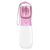Maxbell Food Bowl Drinking Puppy Portable Dog Water Bottle for Hiking Walking Pets Pink 28x7.5cm