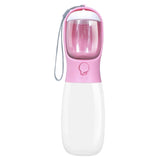 Maxbell Food Bowl Drinking Puppy Portable Dog Water Bottle for Hiking Walking Pets Pink 28x7.5cm
