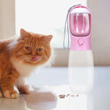 Maxbell Food Bowl Drinking Puppy Portable Dog Water Bottle for Hiking Walking Pets Pink 28x7.5cm