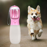 Maxbell Food Bowl Drinking Puppy Portable Dog Water Bottle for Hiking Walking Pets Pink 28x7.5cm