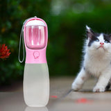Maxbell Food Bowl Drinking Puppy Portable Dog Water Bottle for Hiking Walking Pets Pink 28x7.5cm