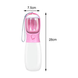 Maxbell Food Bowl Drinking Puppy Portable Dog Water Bottle for Hiking Walking Pets Pink 28x7.5cm