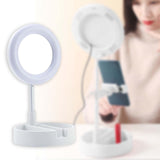 Maxbell light with Phone Holder Makeup Mirror USB for Live Stream Table White