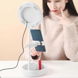 Maxbell light with Phone Holder Makeup Mirror USB for Live Stream Table White