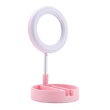Maxbell light with Phone Holder Makeup Mirror USB for Live Stream Table Pink