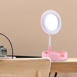 Maxbell light with Phone Holder Makeup Mirror USB for Live Stream Table Pink