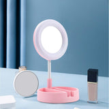 Maxbell light with Phone Holder Makeup Mirror USB for Live Stream Table Pink