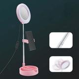 Maxbell light with Phone Holder Makeup Mirror USB for Live Stream Table Pink
