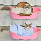 Maxbell Cat Bed Bathing Calming Cushion Comfortable Nonslip Blanket Cozy Dog House 57cmx37.6cmx14cm pink