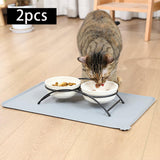 Maxbell Dog Food Mat Bowl Mats Pet Feeding Mat for Pet Supplies Dogs Puppy Thin Style Gray