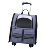 Maxbell Cat Trolley Case Backpack Kennel Pet Rolling Carrier for Puppy Transport violet