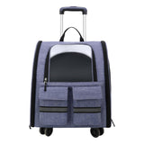 Maxbell Cat Trolley Case Backpack Kennel Pet Rolling Carrier for Puppy Transport violet