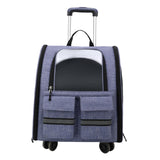 Maxbell Cat Trolley Case Backpack Kennel Pet Rolling Carrier for Puppy Transport violet