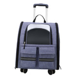 Maxbell Cat Trolley Case Backpack Kennel Pet Rolling Carrier for Puppy Transport violet
