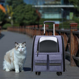 Maxbell Cat Trolley Case Backpack Kennel Pet Rolling Carrier for Puppy Transport violet