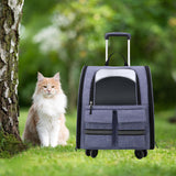 Maxbell Cat Trolley Case Backpack Kennel Pet Rolling Carrier for Puppy Transport violet