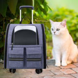 Maxbell Cat Trolley Case Backpack Kennel Pet Rolling Carrier for Puppy Transport violet