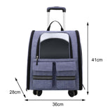 Maxbell Cat Trolley Case Backpack Kennel Pet Rolling Carrier for Puppy Transport violet